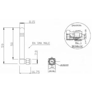SMA anténa s kloubem 868 MHz